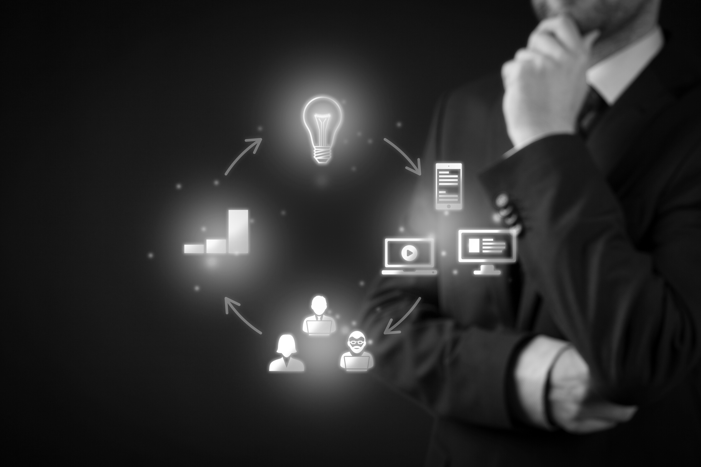 Content marketing cycle - creating, publishing, distributing content
